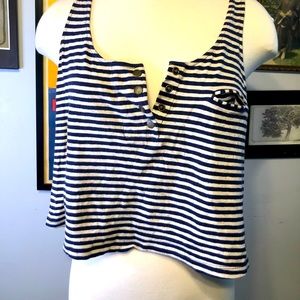 BDG urban outfitters striped navy crop tank small